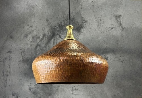 Copper Dome Hanging Light, Patina Copper Pendant Light Pendant Light For Kitchen - Picture 3 of 6