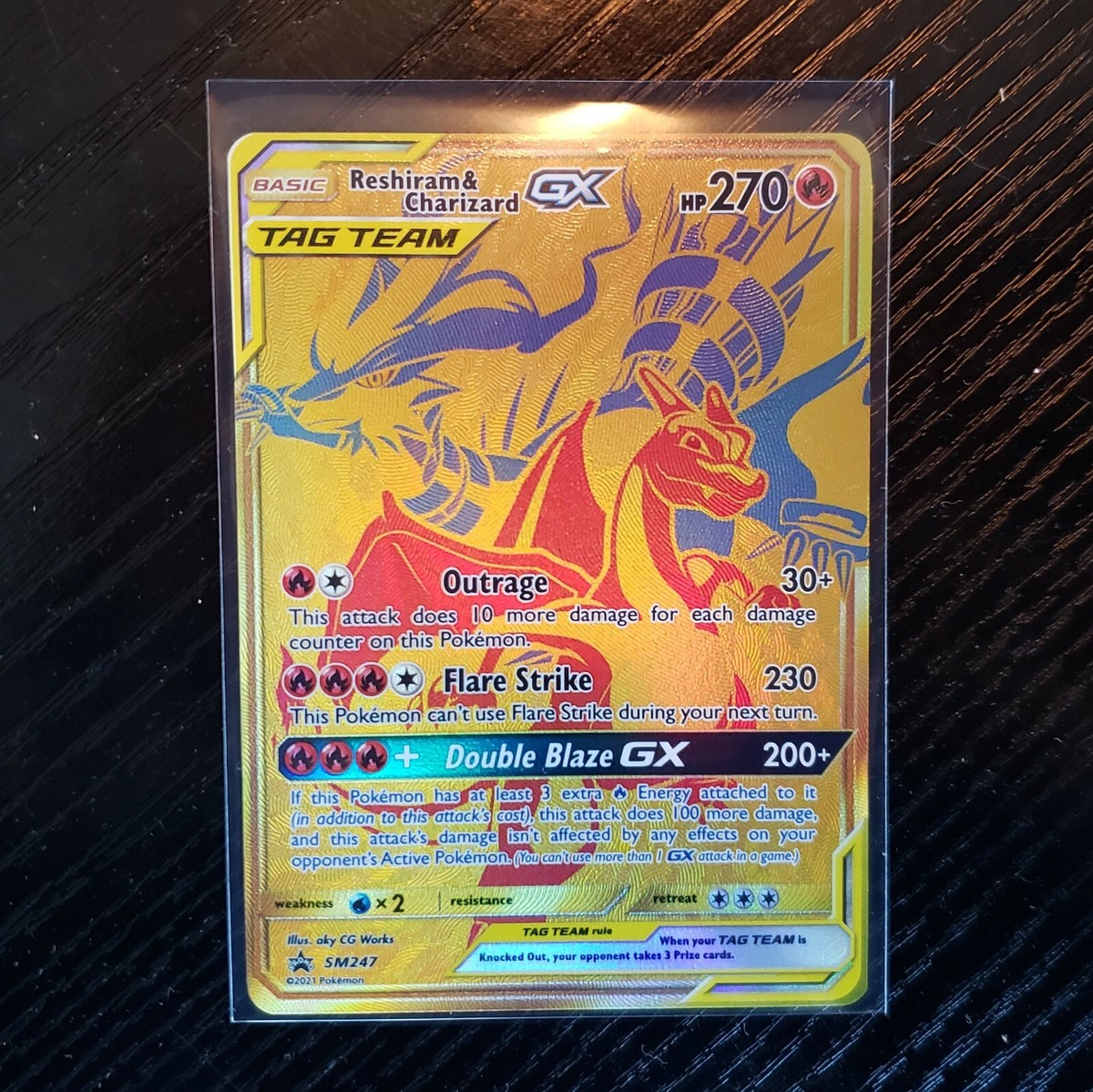 ポケモンカードゲーム Reshiram & Charizard.GX TAG TEAM Gem Min Reshiram & Charizard GX Gold Promo Card SM247 - Mint - Pokemon TCG