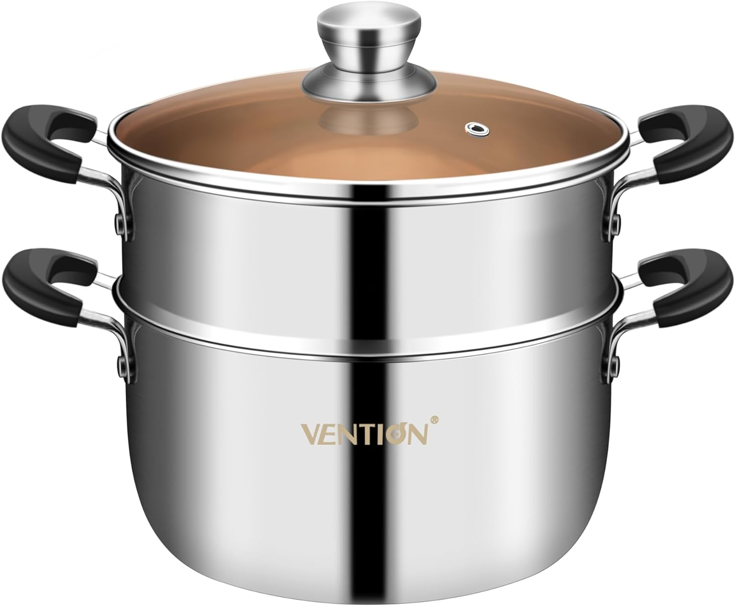 Steamer Pot for Cooking, Vegetable Steamer, 5-Ply Stainless Steel Steamer, 9.4 I-image