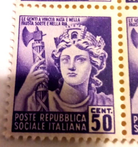 Timbro della Repubblica Sociale Italiana; 1944; 50 francobolli - Foto 1 di 3