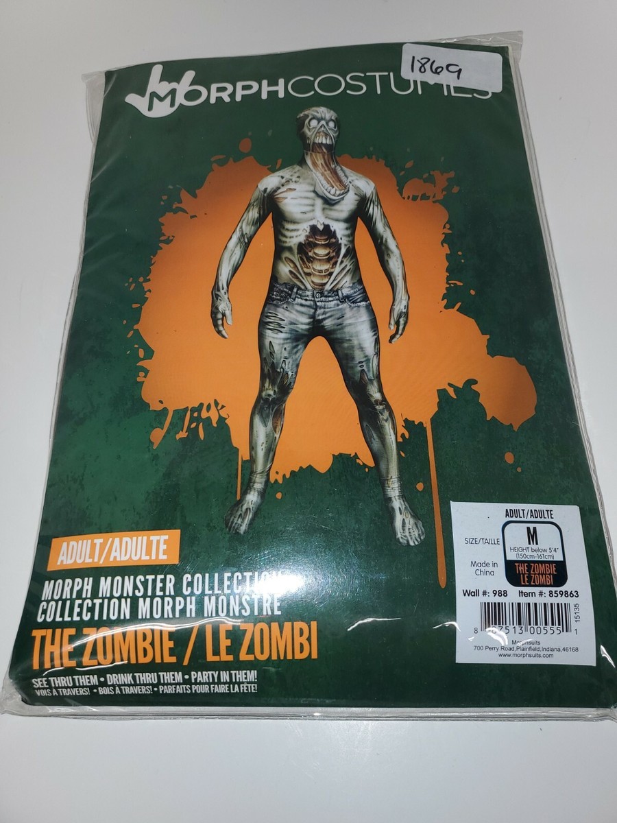 Y＾＾M Morph Zombie Adult Costume Skinsuit Morphsuit Alien Monster