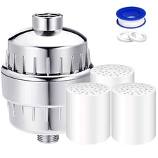 SimPure High Output Shower Head Filter w/ 3 Replaceable 20-Stage KDF Cartridges
