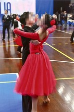 Abito bambina (max 12/13 anni) da gara rosso fluo danze standard