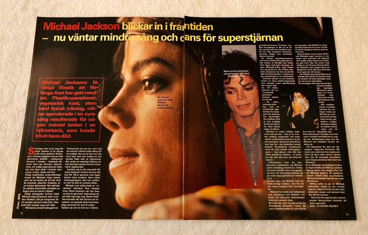 MICHAEL JACKSON 1990 Clipping Poster Swedish Music magazine OKEJ