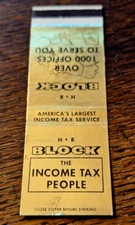 Vintage Matchbook: H&R Block Tax Service, Long Beach, CA