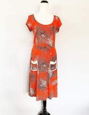 LEONA EDMISTON RUBY jersey A-line dress sz 1, 10 / floral retro pockets stretch