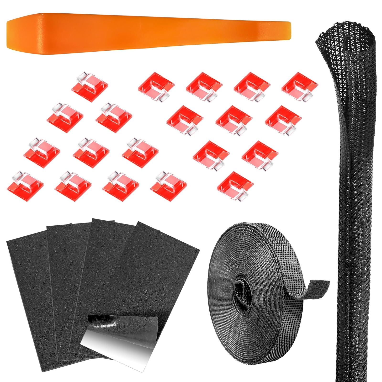 Dash Cam Cable Management Kit with Auto Trim Tool 20 Clips 9.8ft Reusable Cable Organizer-image