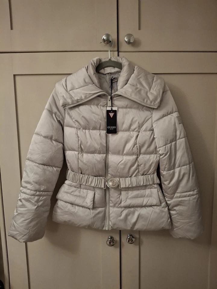 Guess Padded Puffer Hacket Silver Size S NEW - Image 2 of 4