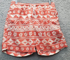 Trunks Surf  Swim Co Board Shorts Men Medium Orange Aztec Mesh Lined Drawstring