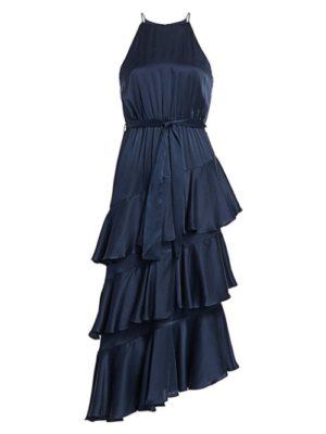 Zimmermann Navy Eye Spy Tiered Ruffled Halter A Line Mid Dress Size:1/US:6  | eBay