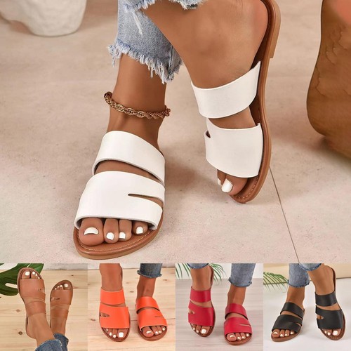 Summer Women Slide Sandals Dressy Flat Casual Sandals Open Toe Slippers Shoes