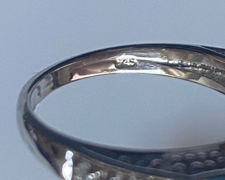 Beautiful 925 Silver Ring with Light Blue Luminou… - image 5
