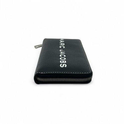Marc Jacobs Black Leather Zip-Around Wallet with Logo & Barcode Print - Picture 16 of 16
