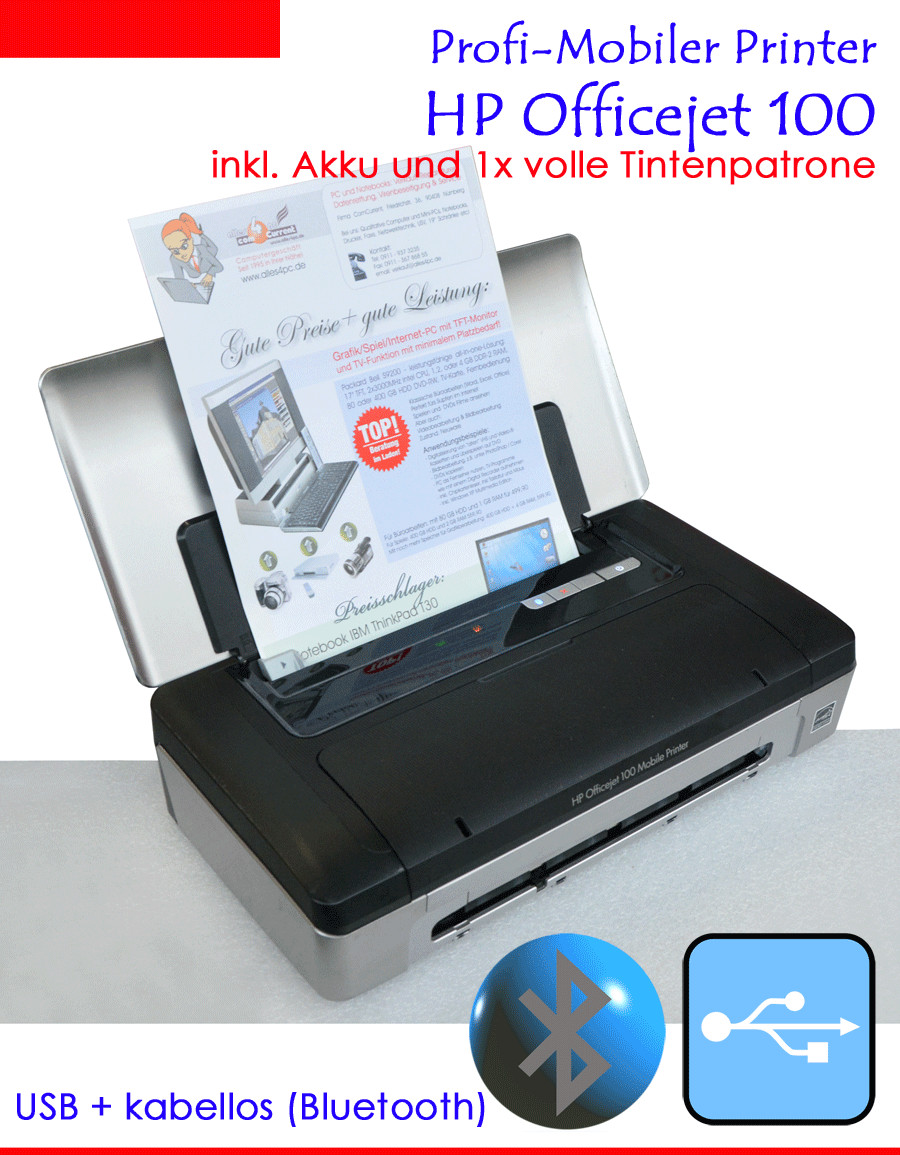 STAMPANTE MOBILE HP OFFICEJET 100 PER WINDOWS 7 10 11 + SUPPORTO DICOTA TROLLEY foto 6