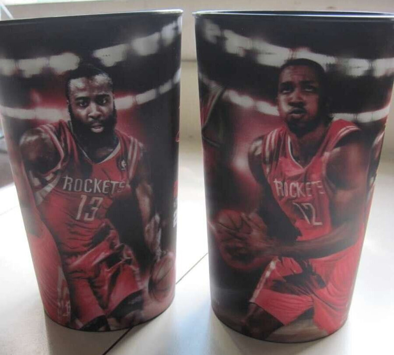 (2) 2013 - 2014 Houston Rockets Souvenir Cups Large Stadium Tumblers Holographic