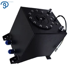 2.5 Gallon Fuel Cell Tank Polished Aluminum Racing Drift w/ Level Sender Black