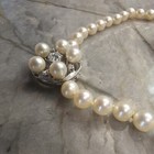 1 ct Natural Brilliant Cut Diamond Set In One Strand Pearl Necklace & Earrings  — photo 10