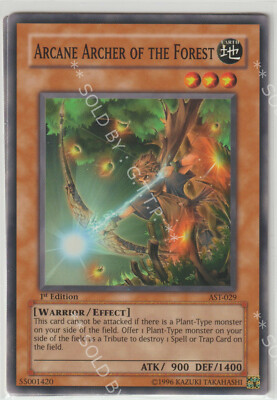 YUGIOH! ARCANE ARCHER OF THE FOREST CARD - 1ST EDITION NM - AST-029 - FREE P&P