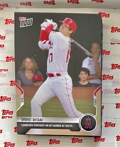 2021 TOPPS NOW #329 SHOHEI OHTANI - LAUNCHES FURTHEST HR OF CAREER 470 FT.