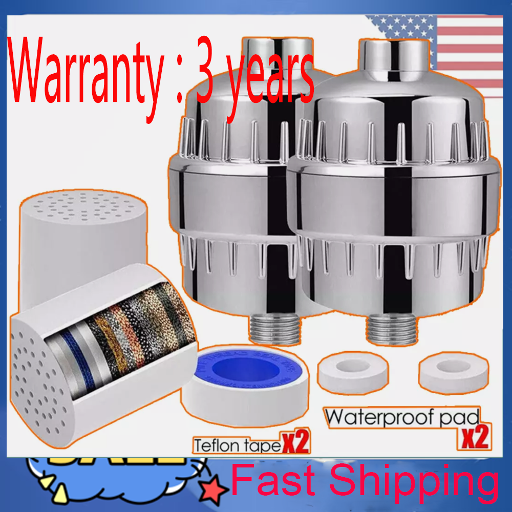 2-Pack 20-Stage Shower Filter for Hard Water Softener Removes Chlorine & Fluoride