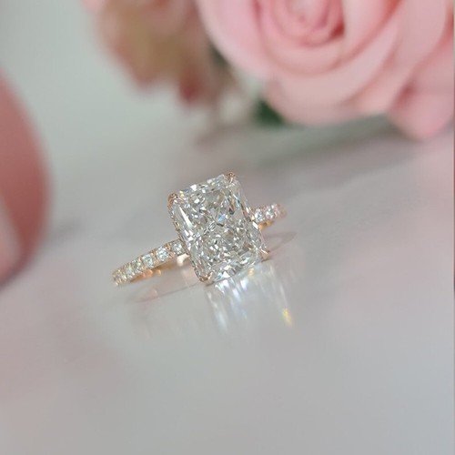 Diamond Engagement Ring Solid 14k Rose Gold 1.30 Ct IGI GIA Certified Lab Grown