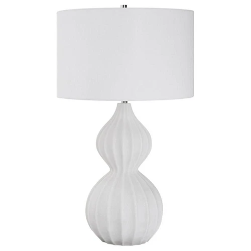 Uttermost Antoinette Contemporary Iron Stone and Fabric Table Lamp in White - Picture 3 of 7