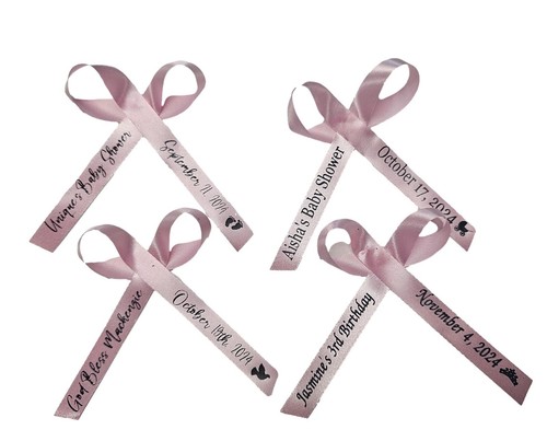 50 Personalized Ribbons Cut Baby Shower Bridal Wedding Baptism Birthday - Picture 128 of 241