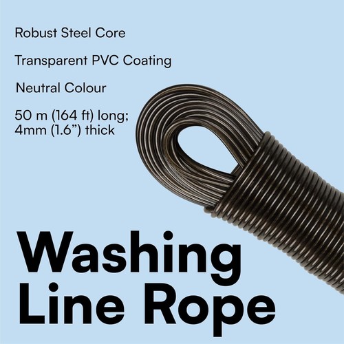 Sleek & Strong Clothesline - 50m Steel Core Washing Line for Tough Weather - Picture 6 of 9