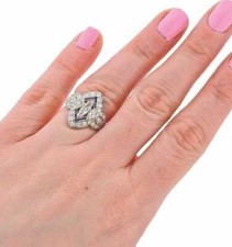 Old European Marquise  Round Cut CZ With Blue Sapphire Retro Vintage Women Ring