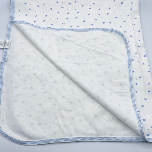 Lullaby Club Blue Stars Baby Blanket White Moon Cotton VTG 1995 Swaddle 28x30 - Picture 2 of 5