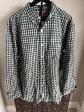 NWT Vintage Arizona Jean Company Men's L Large GREEN  Plaid Button Down Shirt