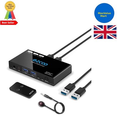Kompakter USB 3.0 Switch: 2 Computer teilen sich 4 USB-Geräte mit IR-Fernbedienung