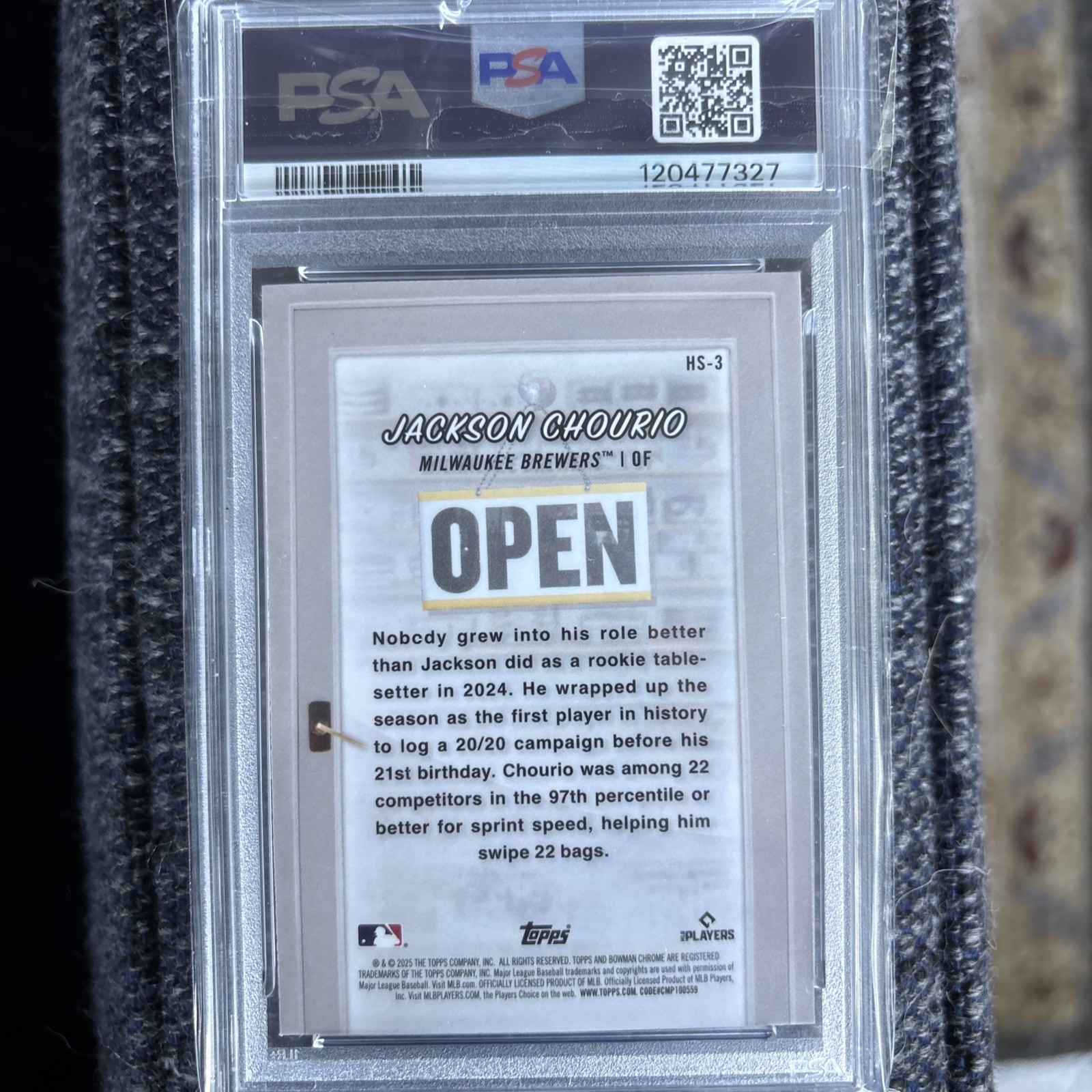 2025 Bowman - Hobby Stars Jackson Chourio #HS-3 PSA 10 view 2
