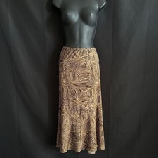 Y2K VTG Whimsical Brown Tan Abstract Swirl Maxi Skirt M Dark Fairy Festival Boho
