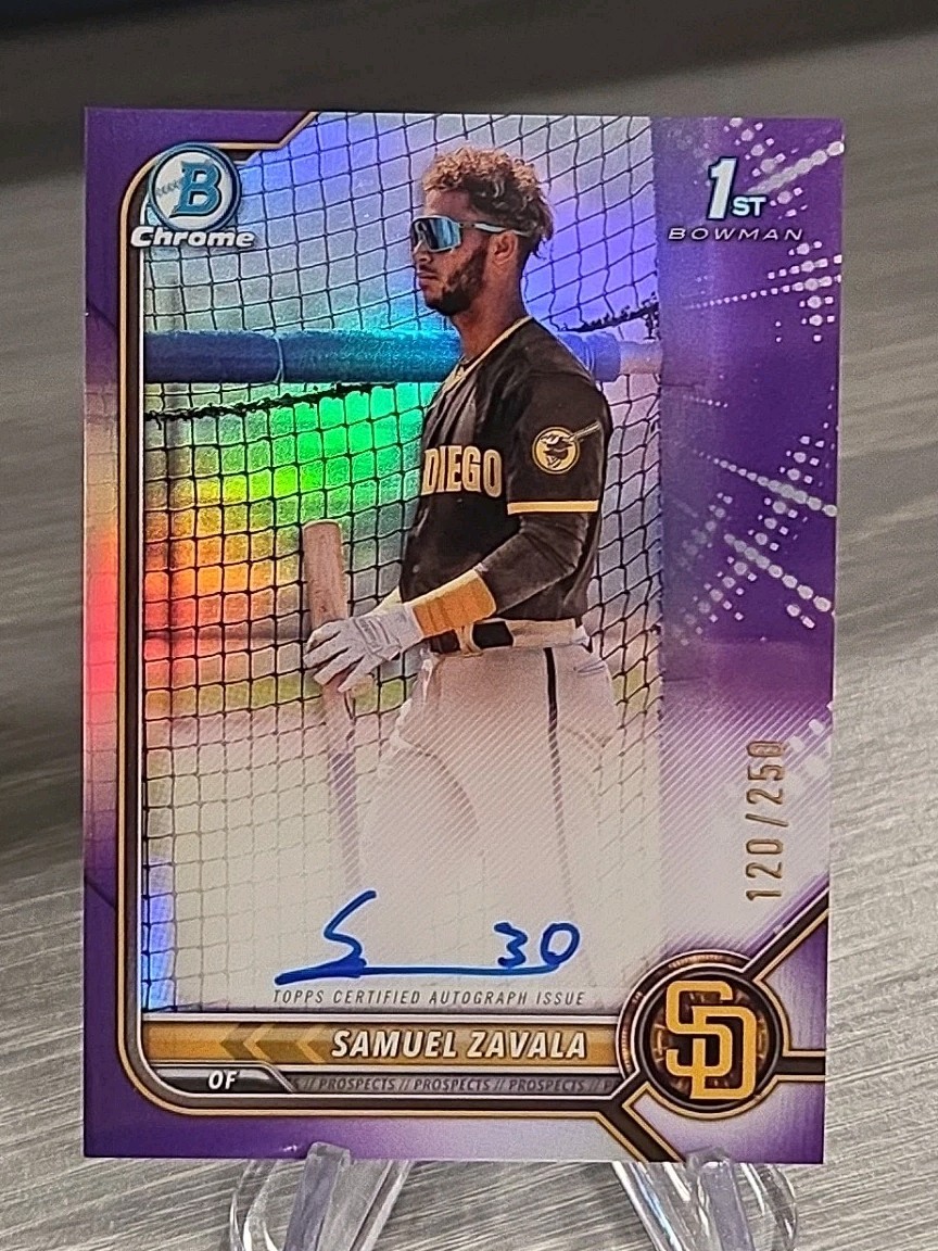 Samuel Zavala 2022 Bowman Chrome Purple Refractor Autograph /250 1st Bowman