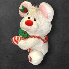 Fisher Price Puffalump Mouse Plush Candy Cane White Nylon Parachute VTG Xmas