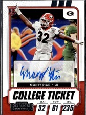 2021 Panini Contenders Draft Picks - College Ticket Monty Rice #21 Auto Georgia