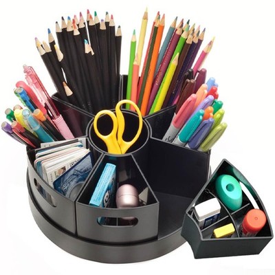 PUZZLE EZ Black Rotating Desk Organizer Lazy Susan Caddies for Home School Of...