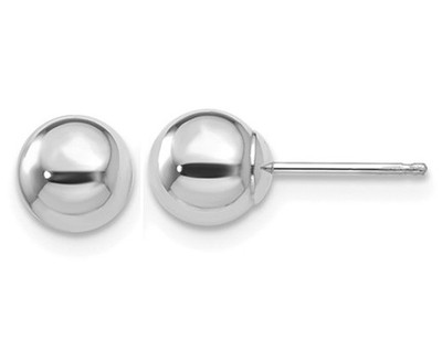 Gold Knopf Kugel 6 mm Ohrstecker in 14 Karat Weißgold