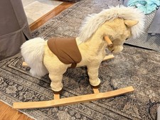 Steiff Plush Rocking Horse with Brown Saddle and Steiff Tag