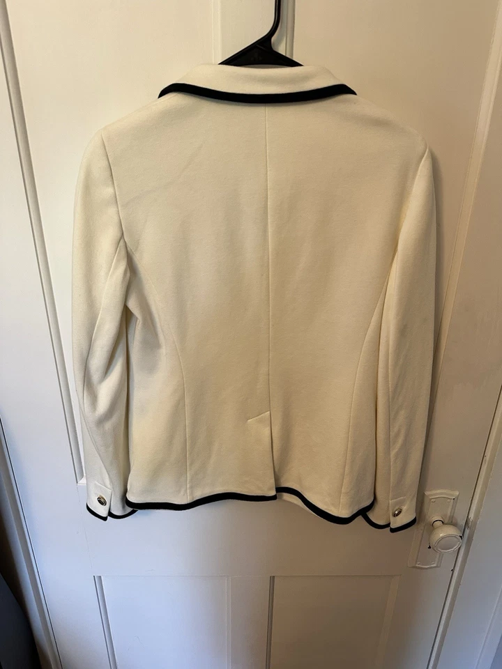 Chaqueta Blazer Talbots Mujer Aberdeen Talla 4, Blanca Con Borde Negro Foto 3 de 3