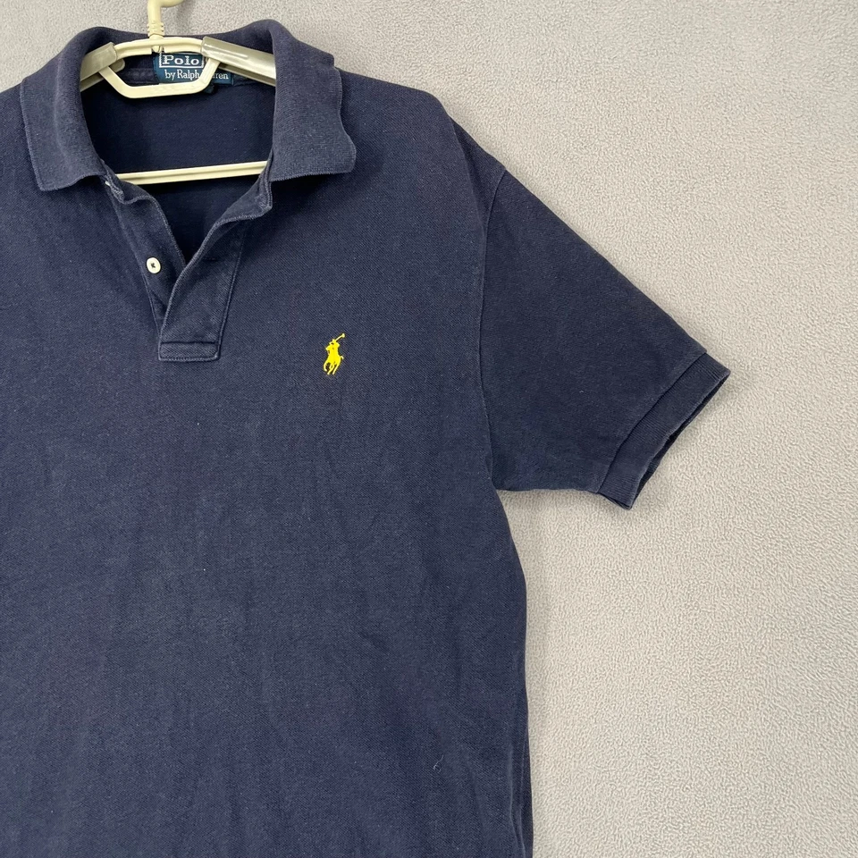 Ralph Lauren Shirt Mens Large Blue Yellow Short Sleeve Navy Button Polo Golf - image 4 of 4