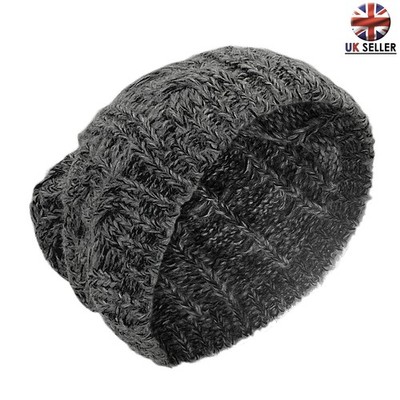 Herren Slouch Winter Beanie Mütze gefüttert Zopfmuster dehnbar Mütze von i-Smalls