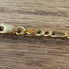 14K Yellow Gold Figaro Chain Necklace Lobster...