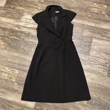 Calvin Klein black Dress Collared Cap sleeve V neck classy Luxury Career Size 4