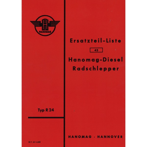 Hanomag Typ R 24 Radschlepper Diesel Ersatzteilliste Ersatzteilkatalog-image