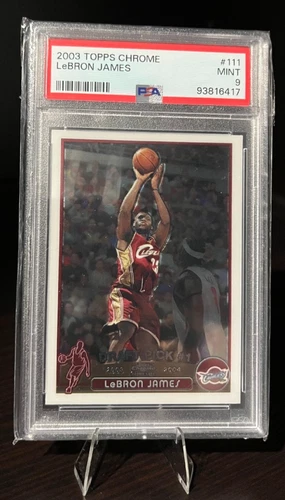 🏀🔥 2003 Topps Chrome LeBron James Rookie Card #111 – PSA 9 – “King James”! 👑