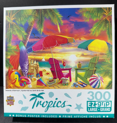 Master Pieces Tropics ''SEASIDE AFTERNOON'' 300 Piece Large EZ Grip Puzzle