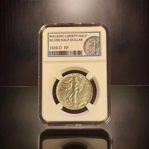 1929-D / WALKING LIBERTY HALF DOLLAR [DVC-6589-001] (VINTAGE) KEEPSAKE SLAB / EF