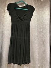 Black Sweetheart Neck Dress Small Size 8 XS Knee Length Cap Sleeve Waistband